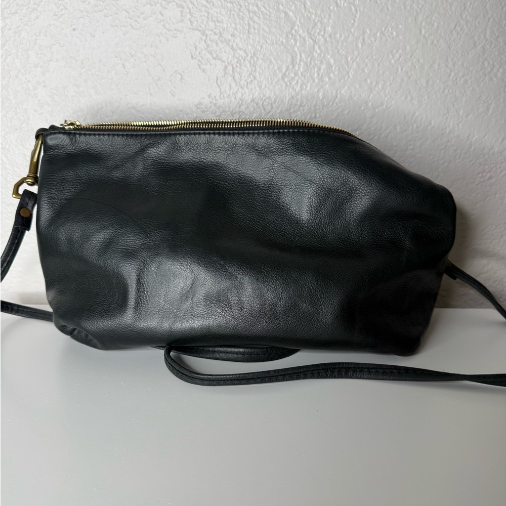 Ceri Hoover Penny Black Leather Crossbody Bag